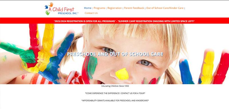 Web Design Case Study Cover Photo A Child first preschool